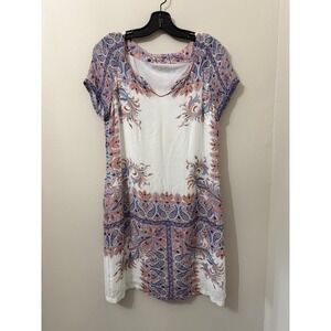 Colorful Paisley Short Sleeve Dress - Size M